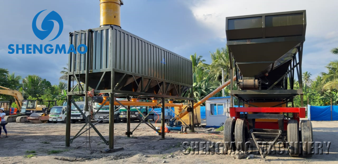 60m3/h mobile concrete batching plant in Philippine