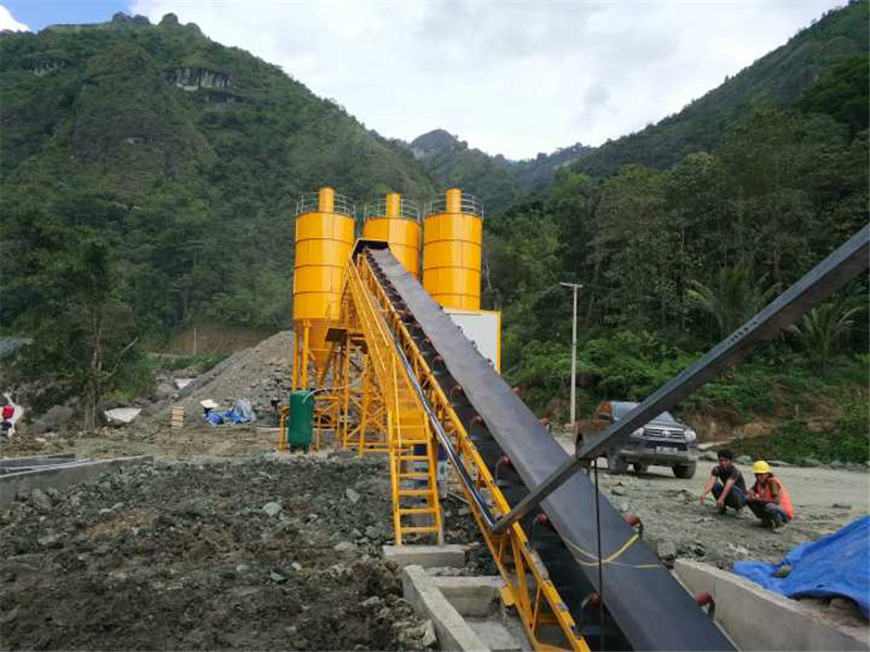 90m3/h dry mix concrete batching plant in Indonesia